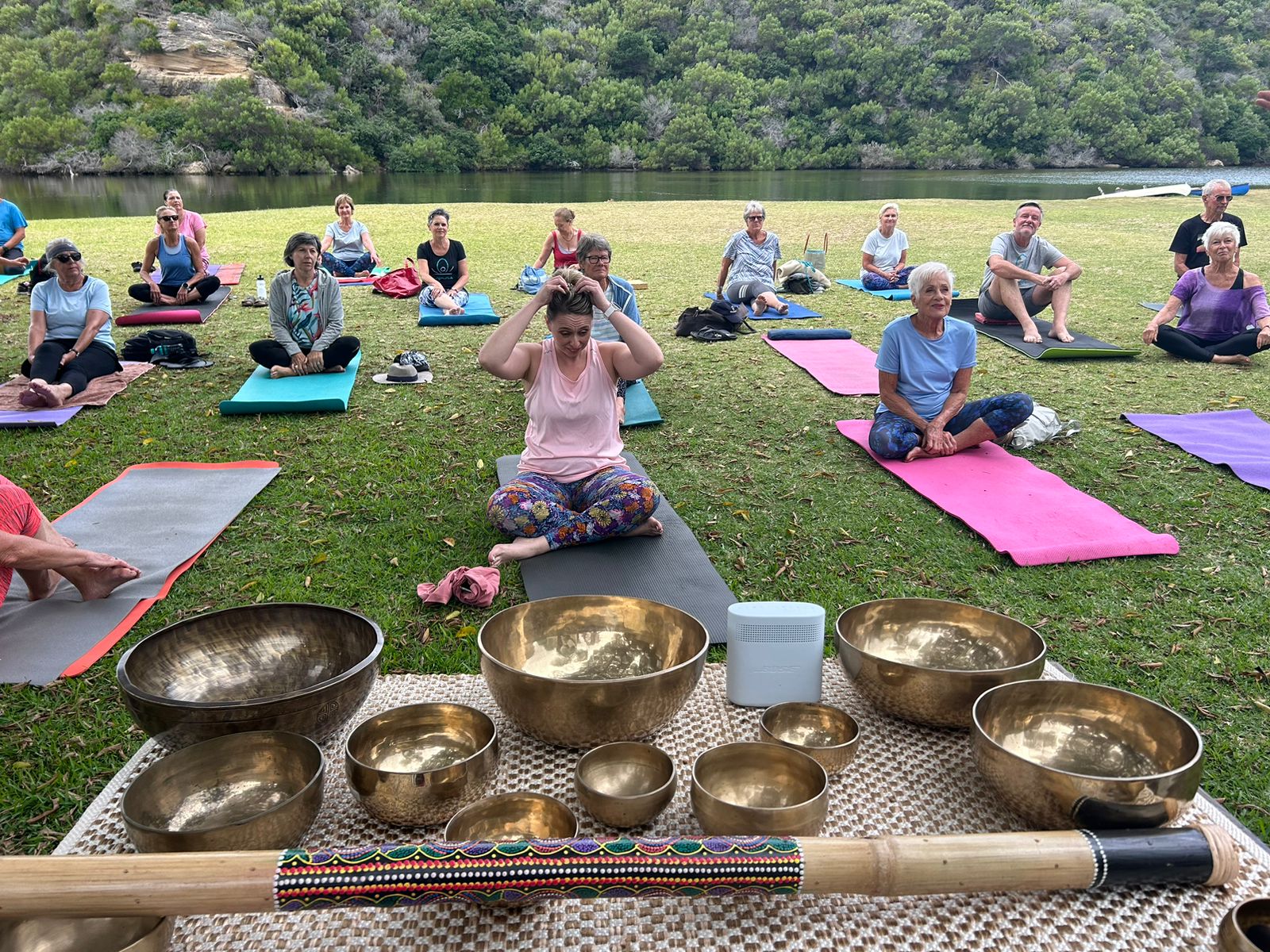 Outside Tibetan singing bowl therapy