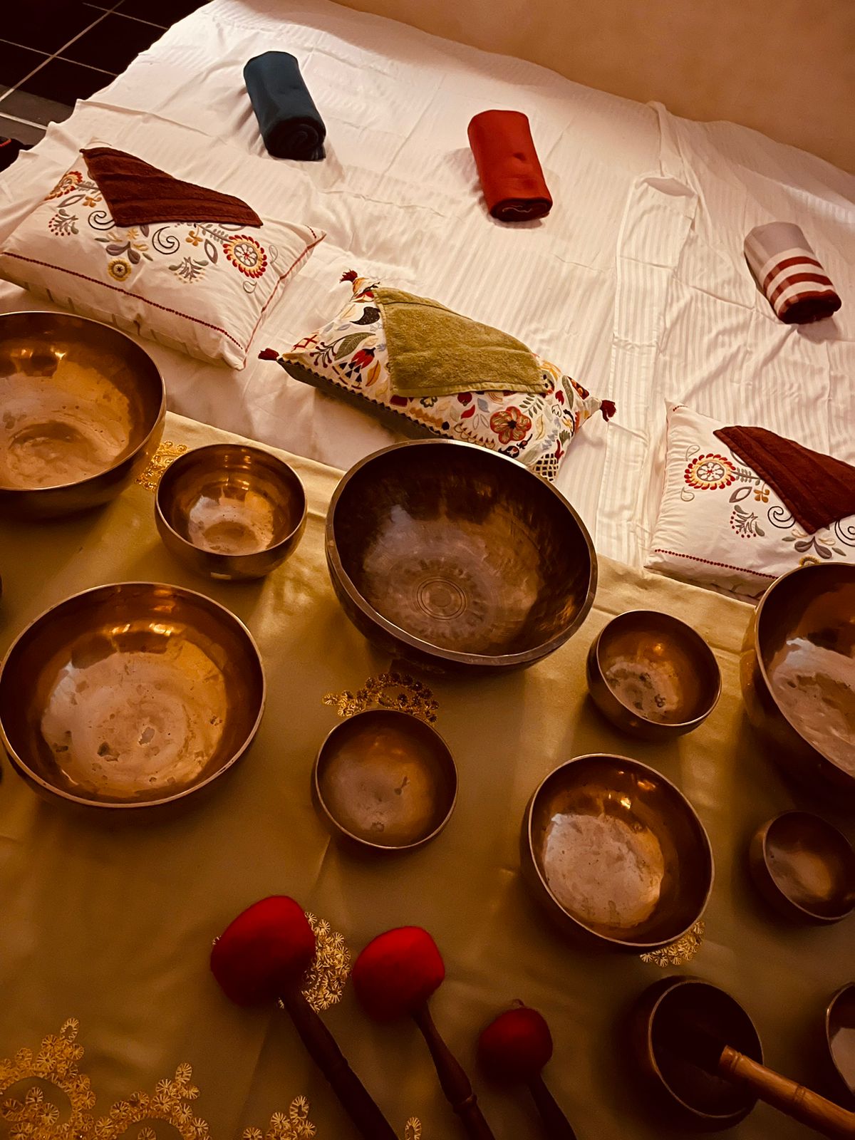 Tibetan singing bowl equipment outdoors