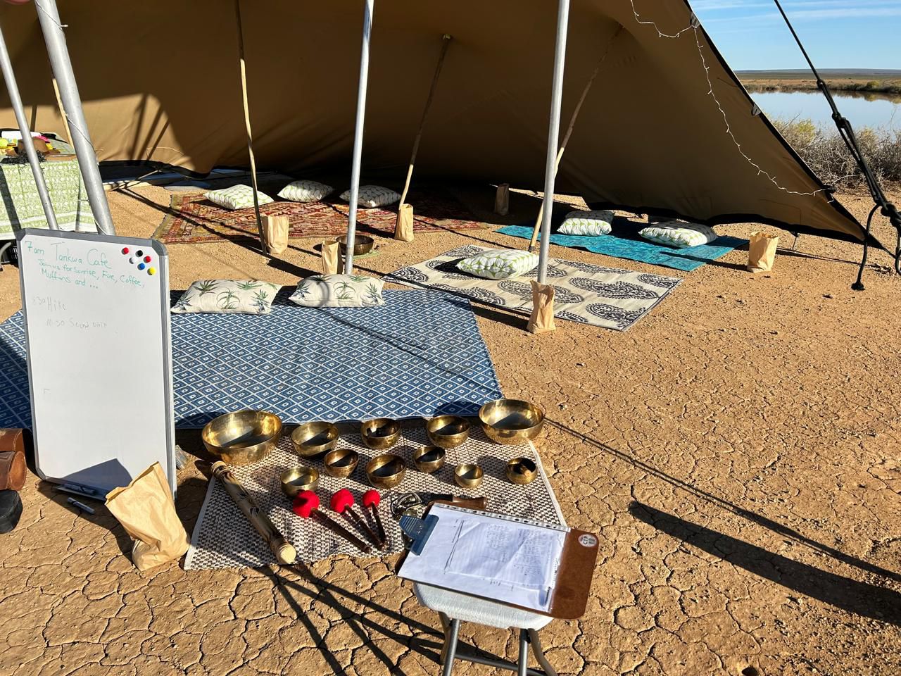 Tibetan singing bowls outside